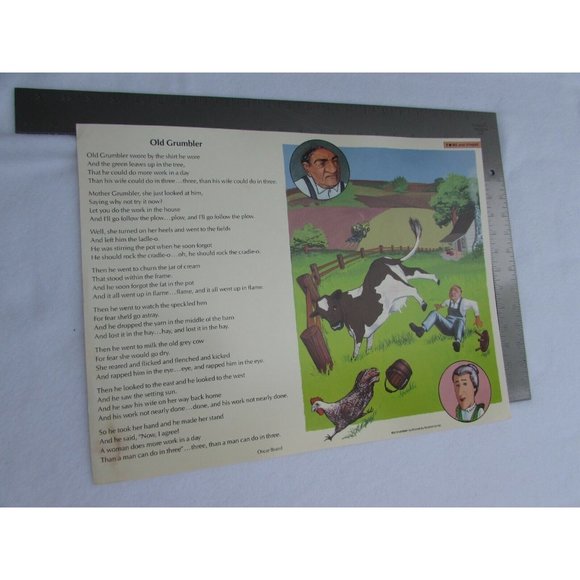 Old Grumbler School Poster Oscar Brand 30259 Poetry VNTG - Picture 6 of 6